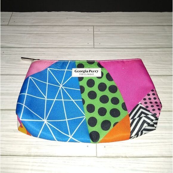 Georgia Perry for Clinique Cosmetic Makeup Bag Zipper Pouch 9 x 6 inch - Picture 1 of 8